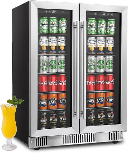 5.4 Cubic Feet/176 Can Fridge, 24 inch Freestanding Beverage Refrigerator Dual by Erivess