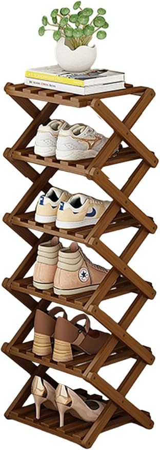 YYW Bamboo Shoe Rack for Entryway, Installation-Free and Foldable Vertical Shoe by YYW
