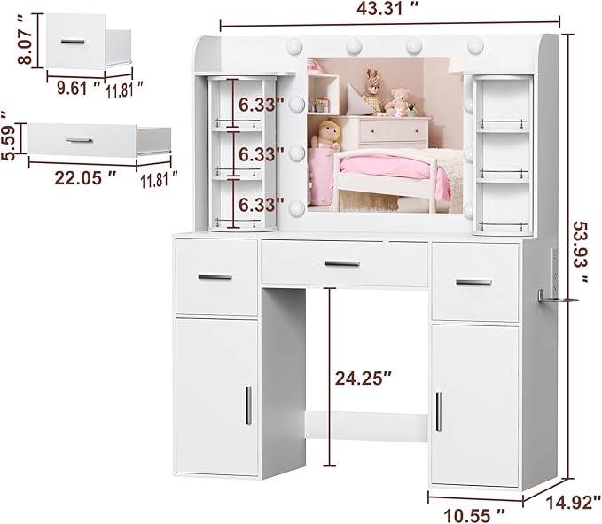 EasyCom Makeup Vanity Desk - Image 9