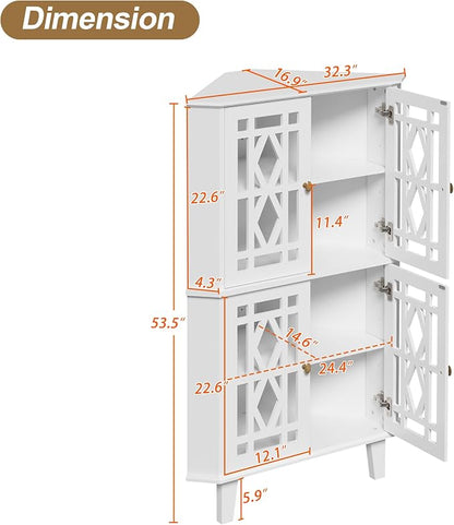 Scurrty Tall Corner Shelf Stand, Large Shelf Corner Table Sideboard Cabinet - Image 2