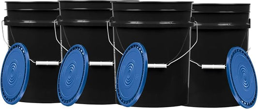House Naturals 5 Gallon Plastic Black Bucket Pail Food Grade BPA Free by House+Naturals