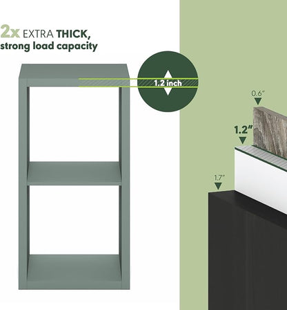 Furinno Cubicle 2-Cube Book Shelf, Extra Thick Frame Bookshelf, Sage Green | - Image 6