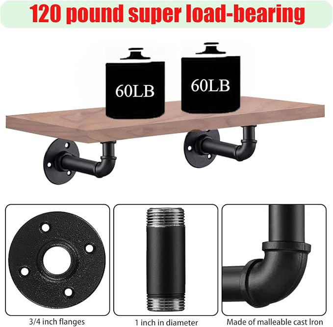 Industrial L Pipe Shelf Brackets - Image 4