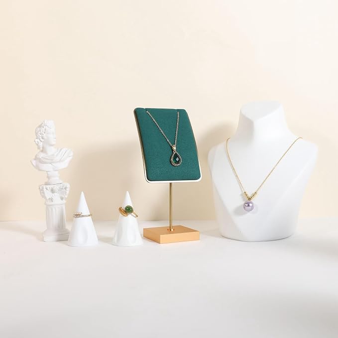 GemeShou Green necklace holder small jewelry stand, Velvet necklace display - Image 8