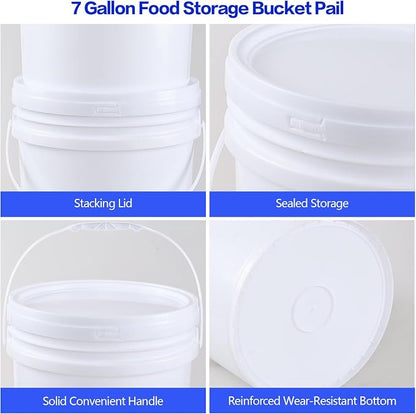7 Gallon White Plastic Food Storage Bucket - Image 3