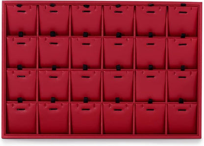 Oirlv Gorgeous Red Leather 24 Grid Jewelry Tray - Image 4
