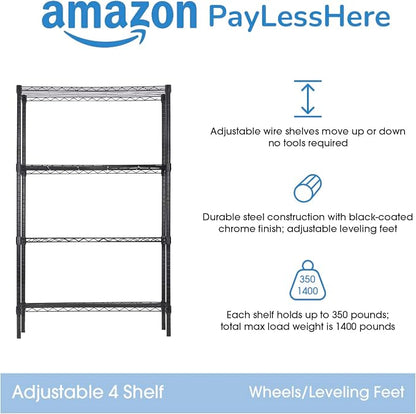 PayLessHere | 4-Tier Wire Shelf | 36"x14"x62" | Black | Adjustable Racks | - Image 5
