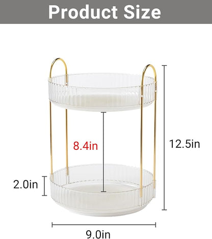 360 Rotating Makeup Organizer, 2 Tier Large Capacity Make Up Organizers and - Image 2