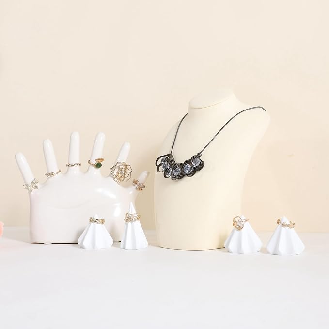 GemeShou Beige necklace hanger jewelry organizer, Velvet jewelry stand necklace - Image 9