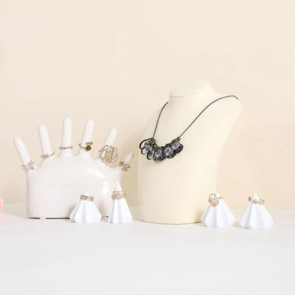 GemeShou Beige necklace hanger jewelry organizer, Velvet jewelry stand necklace - Image 9