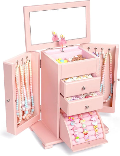 Emfogo Musical Jewelry Box for Girls, Large Kid Music Box by Emfogo