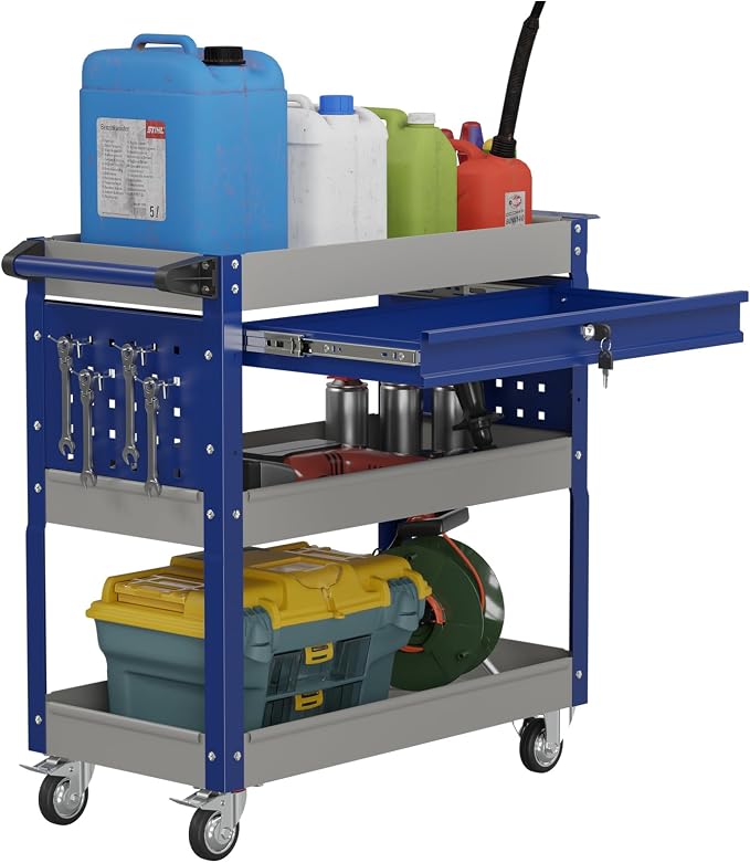 Heavy Duty 3 Tier Tool Cart, Mechanic Metal Rolling Tool Cart by Maemttes