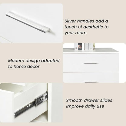 Karl home 8 Drawer Dresser, Wood White Vanity Drawer Cabinet, Bedroom Storage - Image 5