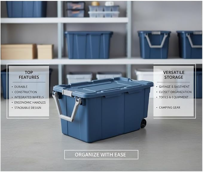 40 Gallon Heavy-Duty Rolling Storage Bins 2-Pack, Leakproof Lid & Latches - Image 4