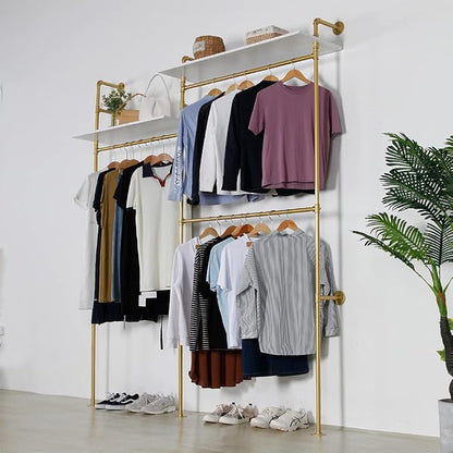 Industrial Pipe Clothing Rack Wall Mounted, Heavy Duty Hanging Clothes Rack - Image 5