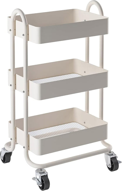 Metal Rolling Cart, 3-Tier Metal Rolling Cart by Elitehouse