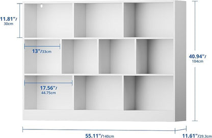 Cozy Castle White Bookshelf, 3-Tier Open Shelf Bookcase, 10 Cube Storage - Image 2