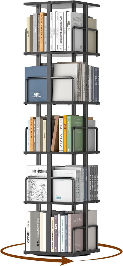 5-Tier Rotating Bookshelf, 360° Spinning Corner Bookcase by Nylaira