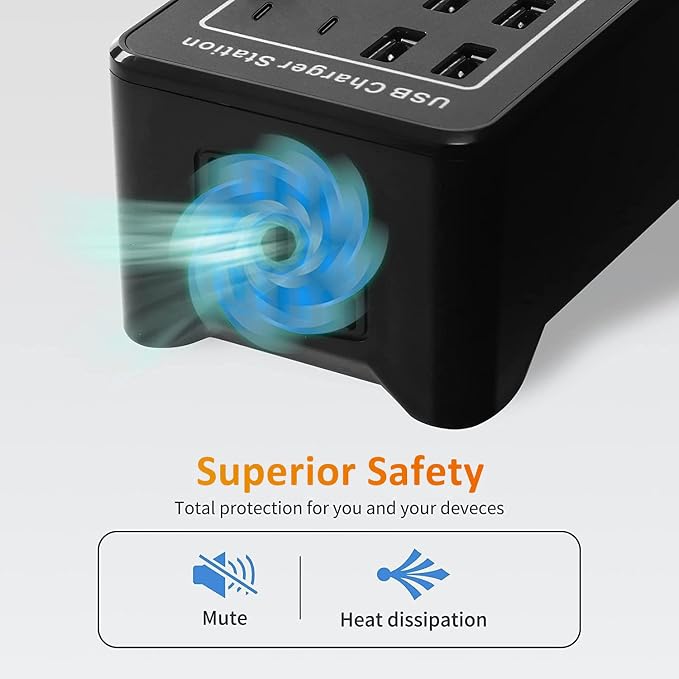 Multi USB Charger, USB C Charging Block Station, 100W 20 Port Multiple USB C - Image 6