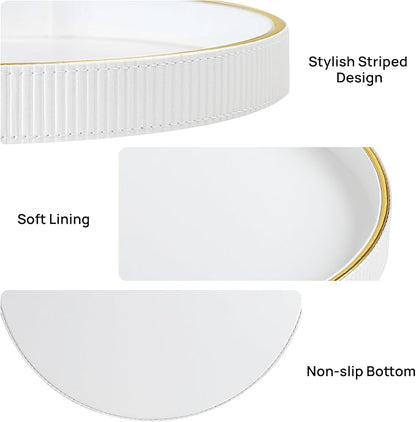 Round Decorative Tray for Coffee Table Decor, PU Leather Coffee Table Tray - Image 4