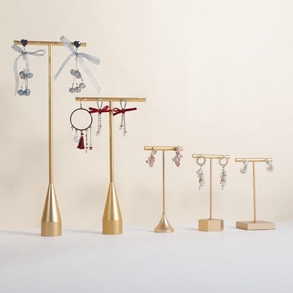 GemeShou 2pcs Gold earring display T bar stand, Big jewelry earring holders - Image 9