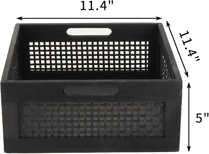 YRMT Wood Storage Crate Basket Rustic Wooden Storage Container - Image 4