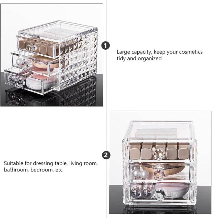 Clear Acrylic Makeup Organizer Drawer Cosmetic Storage Case - Image 6
