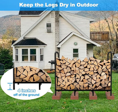 4ft Firewood Rack Holder, Adjustable Heavy Duty Fire Log Stacker Stand - Image 3