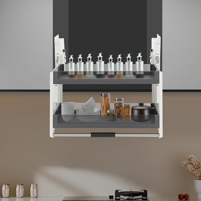 2 Tier Kitchen Cabinet Pull Down Shelf Storage, Pull-down Shelf - Image 3