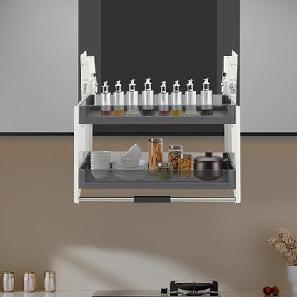 2 Tier Kitchen Cabinet Pull Down Shelf Storage, Pull-down Shelf - Image 3