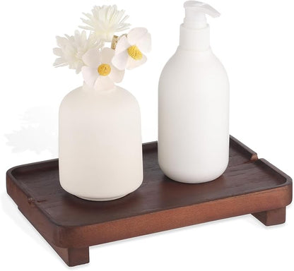 Wood Riser Small Decorative Tray Sink Soap Dish, Vanity Tray Pedestal Stand 9 x by Hiitytin