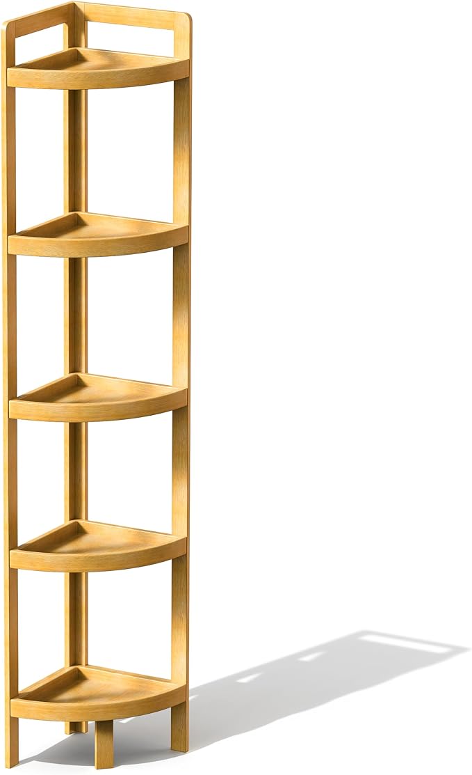 2026 New Bamboo Standing Shelf, 5 Tier Corner Shelf Stand, Free-Standing Shelf by Unknown