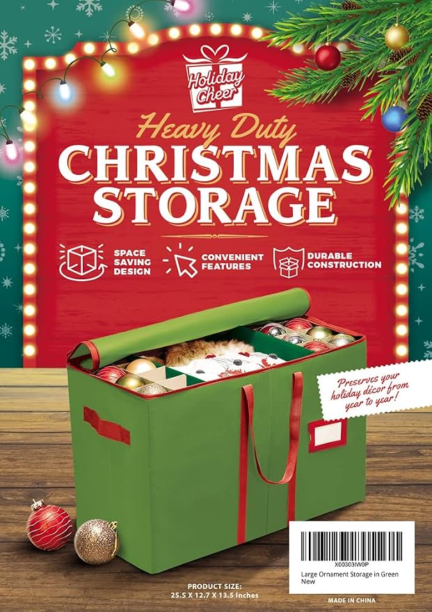 Holiday Cheer Premium Christmas Ornament Storage – Christmas Storage Container - Image 6