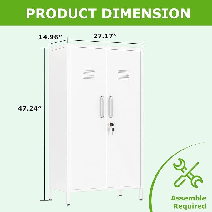 PAOFIN 47" Metal Storage Locker, Lockable Employees Metal Locker - Image 3