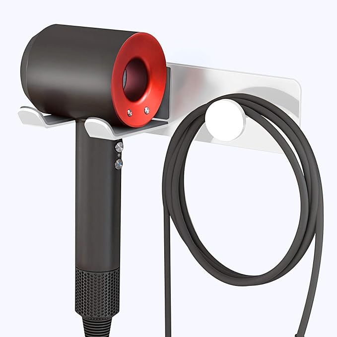 FLE Hair Dryer Holder Wall Mounted, Stainless Steel Self Adhesive Blow Dryer by FLE