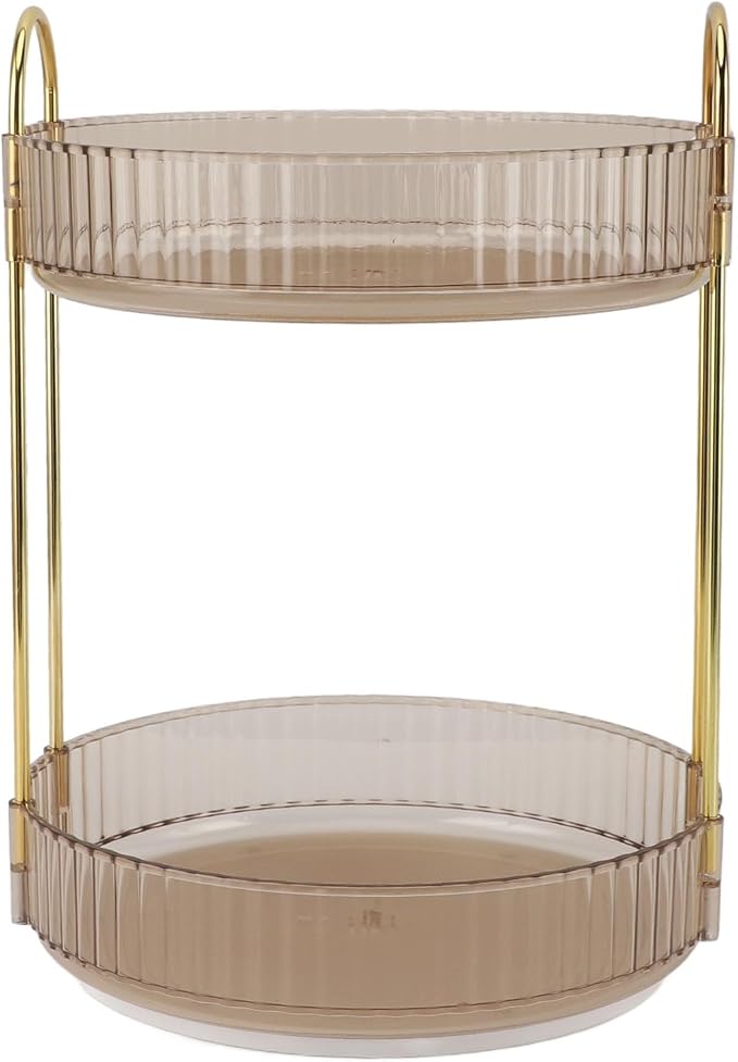 Makeup Organizer Rack 2 Tier 360 Deg Rotation Space Saving Cosmetic Countertop - Image 6
