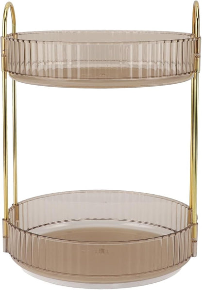 Makeup Organizer Rack 2 Tier 360 Deg Rotation Space Saving Cosmetic Countertop - Image 6