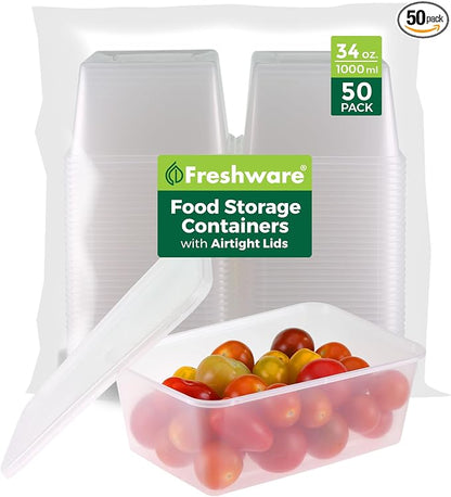 Freshware Food Storage Containers 34 oz Plastic Deli Containers by Unknown