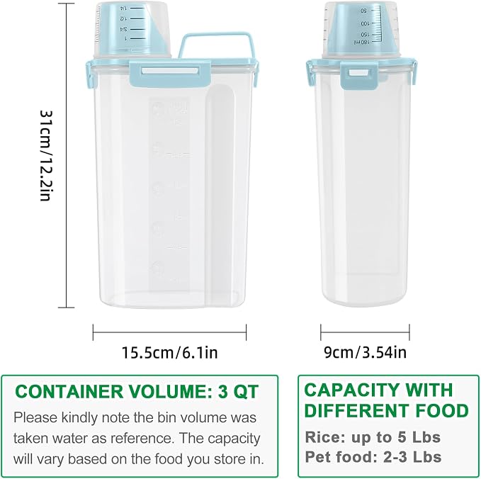 TBMax Rice Container Cereal Storage Container 2 Pack 5 Lbs, Plastic Kitchen - Image 2