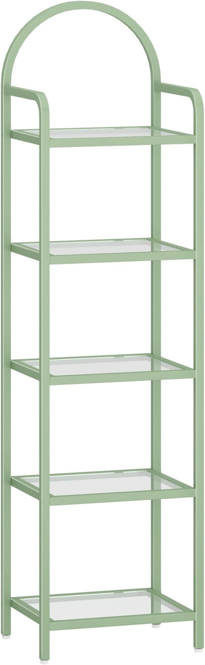 Hzuaneri Bookcase Bookshelf, Tempered Glass Bookshelves | Slim Shelving Unit - Image 9