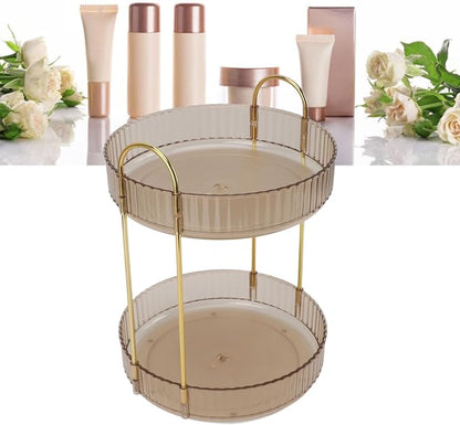 Makeup Organizer Rack 2 Tier 360 Deg Rotation Space Saving Cosmetic Countertop - Image 5