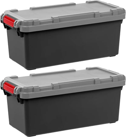 IRIS USA 2 Pack TrailBox, 15 Gallon Lockable Storage Trunk Box, Truck Bed Bin by IRISUSA