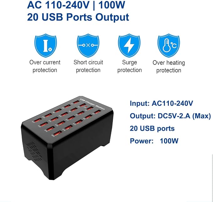 MaxLax 20-Port USB Charger Station, Compatible - Image 2