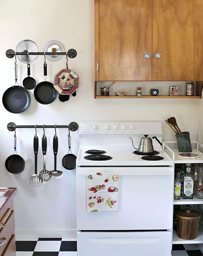 Industrial Pipe Pot Pan Rack 21", Wall mount Pot hangers Pan Hanging Rail Lid - Image 4