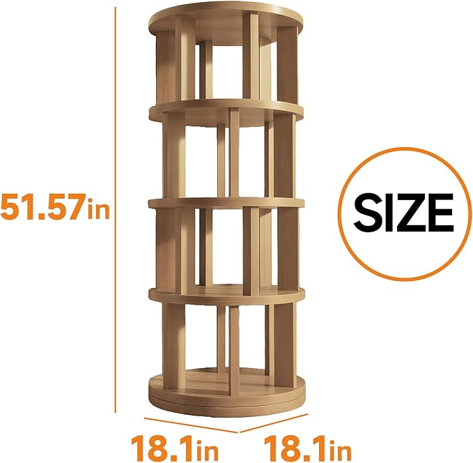 Rotating Bookshelf Tower, 4 Tier Vertical Rotate Turning Spiral Corner Organizer - Image 2