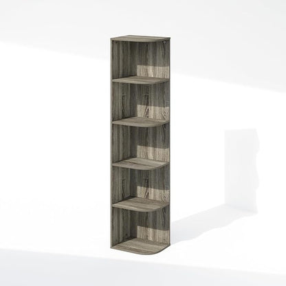 Furinno Reed Corner Shelf, 5-Tier Corner Bookshelf, Book Shelf, Corner Shelves by Furinno-FitsYourSpaceFitsYourBudget