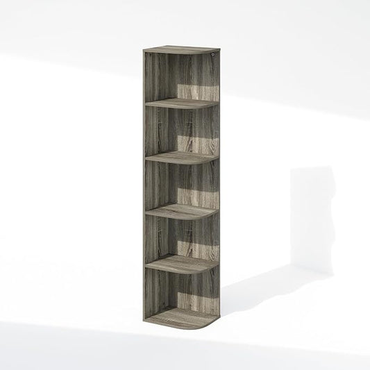 Furinno Reed Corner Shelf, 5-Tier Corner Bookshelf, Book Shelf, Corner Shelves by Furinno-FitsYourSpaceFitsYourBudget