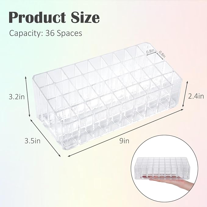 Rollerball Perfume Organizer, Beauty Scent Holder, 36 Space Clear Acrylic - Image 2