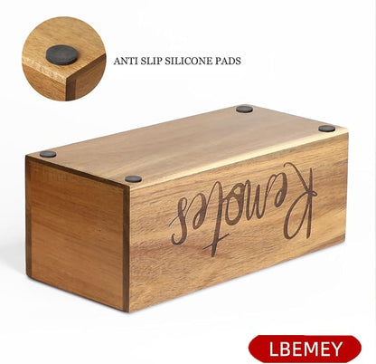 Remote Control Holder Caddy, Acacia Wood TV Remote Holder, Remote Organizer - Image 2