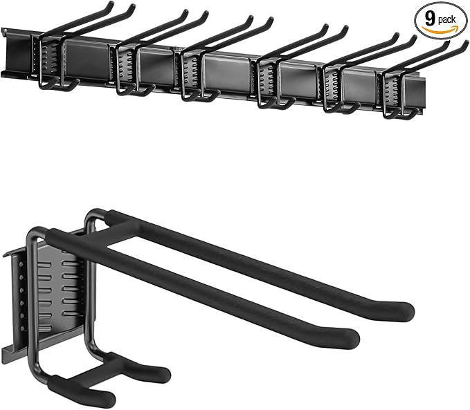 Feller 9-Piece Garage Slatwall Hook Kit – 6 Double Utility Hooks + 3 Mounting by FELLER